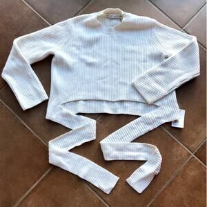 Proenza Schouler NWT White Chunky Cotton Cashmere Ballet Wrap Sweater size XL